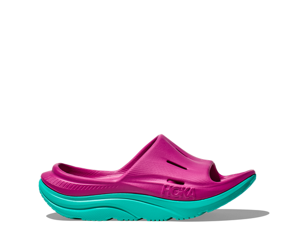 Hoka Kid's ORA RECOVERY SLIDE 3 FUCHSIA / ELECTRIC AQUA